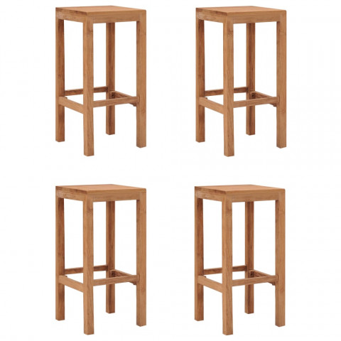 Tabourets de bar 4 pcs bois de teck solide