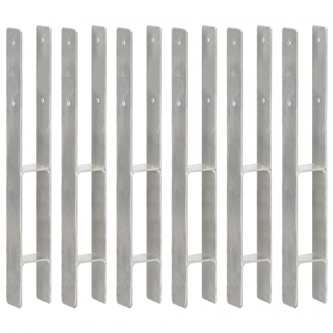 Piquets de clôture 6 pcs argenté 7x6x60 cm acier galvanisé
