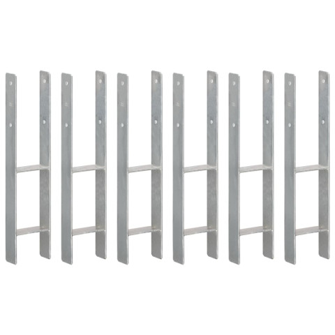 Piquets de clôture 6 pcs argenté 12x6x60 cm acier galvanisé