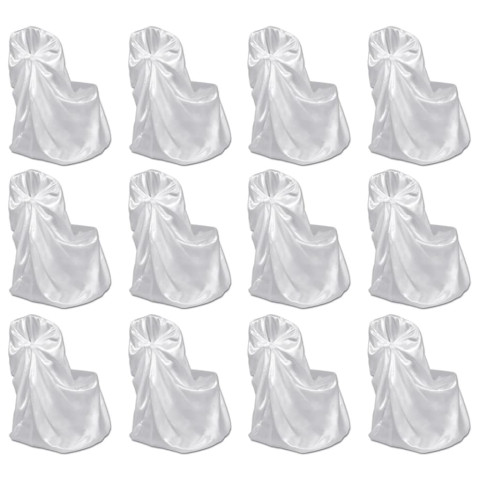 Housses de chaise pour banquet de mariage 12 pcs blanc