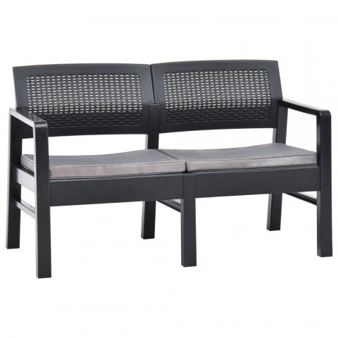 Banc de jardin 2 places et coussins 120 cm plastique - Couleur au choix