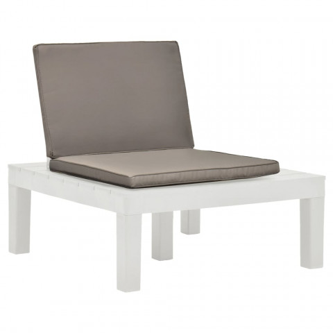 Chaise de salon de jardin avec coussin plastique blanc