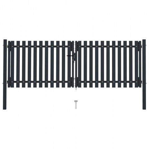 Portail de clôture à double porte acier 306x150 cm anthracite