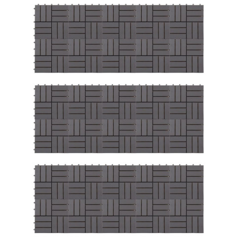 Carreaux de terrasse 30pcs délavage gris 30x30 cm acacia solide