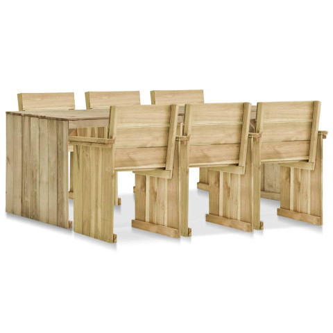 Mobilier à dîner d'extérieur 7 pcs pin imprégné