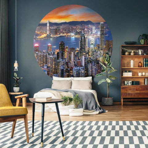 Papier peint cercle skyline by night 190 cm