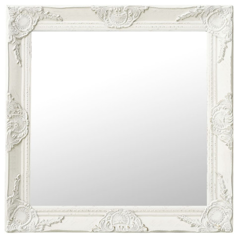 Miroir mural style baroque 60x60 cm blanc