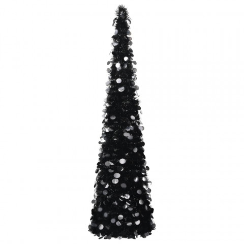 Sapin de Noël artificiel escamotable Noir 180 cm PET