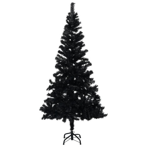 Sapin de Noël artificiel avec support Noir 210 cm PVC