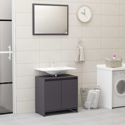 Ensemble de meubles de salle de bain gris brillant aggloméré