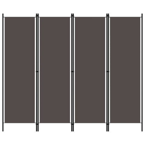 Cloison de séparation 4 panneaux anthracite 200x180 cm