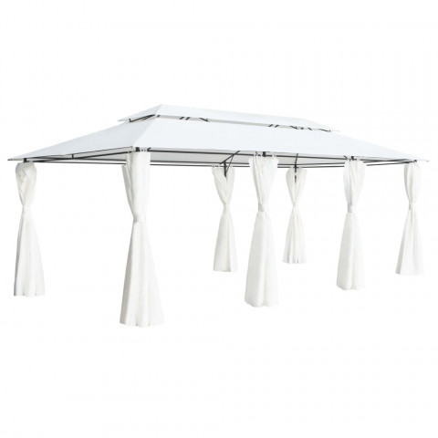 Belvédère avec rideaux 600x298x270 cm blanc 180 g/m²