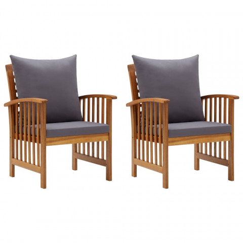 Chaises de jardin avec coussins 2 pcs bois d'acacia massif