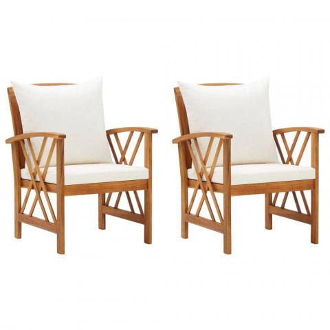 Chaises de jardin avec coussins 2 pcs bois d'acacia massif