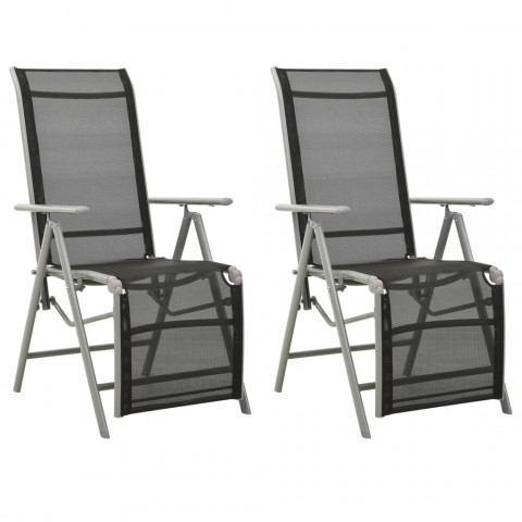 Chaises de jardin 2 pcs textilène et aluminium argenté