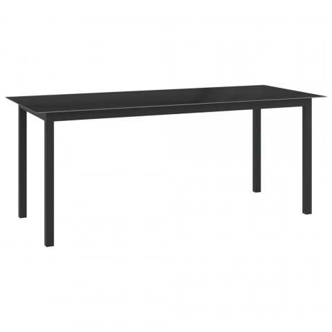 Table de jardin noir 190x90x74 cm aluminium et verre