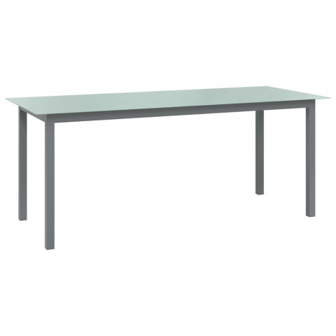 Table de jardin gris clair 190x90x74 cm aluminium et verre