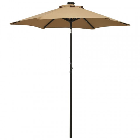 Parasol avec lumières led taupe 200x211 cm aluminium