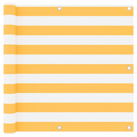 Écran de balcon blanc et jaune 90x500 cm tissu oxford