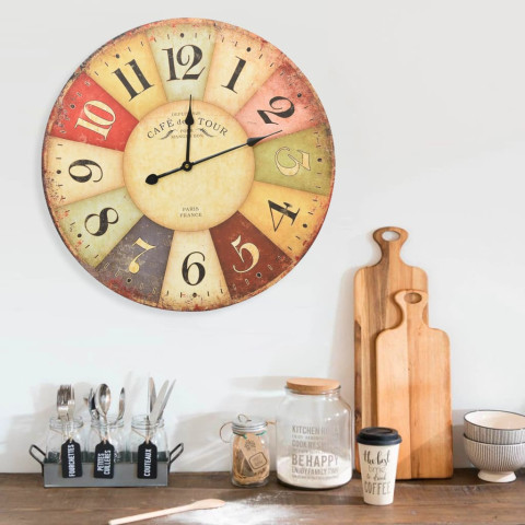 Horloge murale vintage colorée 60 cm