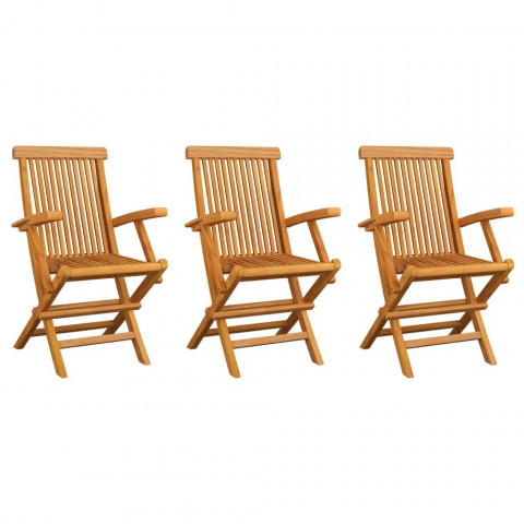 Chaises de jardin 3 pcs bois de teck massif