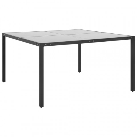 Table de jardin anthracite 130x130x72 cm acier et verre