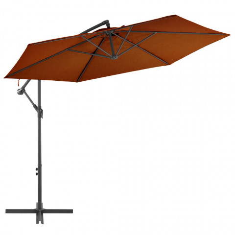 Parasol déporté avec mât en aluminium terre cuite 300 cm