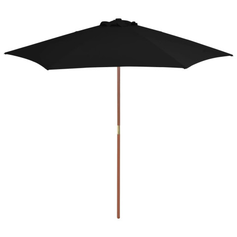 Parasol d'extérieur avec mât en bois noir 270 cm