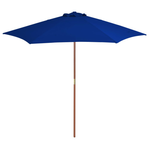Parasol d'extérieur avec mât en bois 270 cm bleu helloshop26 02_0008256