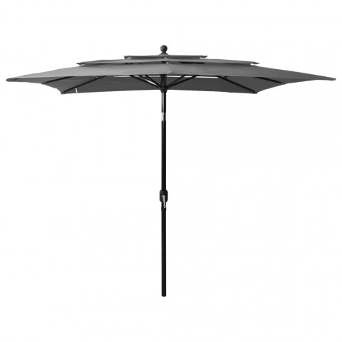 Parasol à 3 niveaux avec mât en aluminium anthracite 2,5x2,5 m