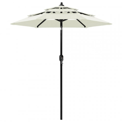 Parasol à 3 niveaux avec mât en aluminium sable 2 m