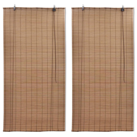 Stores roulants en bambou 2 pcs marron 120x220 cm