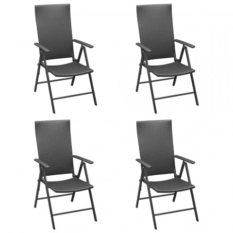 Chaises de jardin 4 pcs résine tressée noir