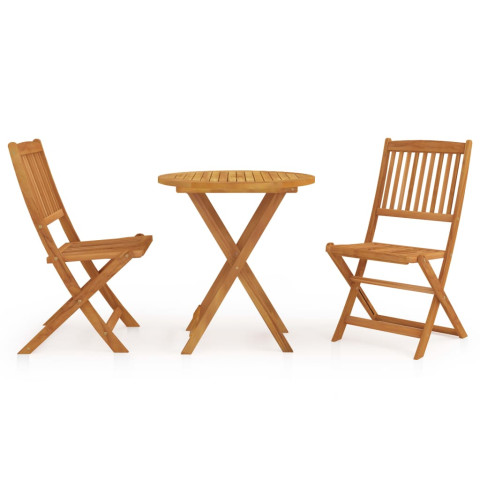 Mobilier à dîner de jardin pliable 3 pcs bois d'acacia solide