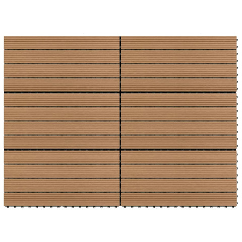 Carreaux de terrasse 6 pcs wpc 60x30 cm 1,08 m² marron