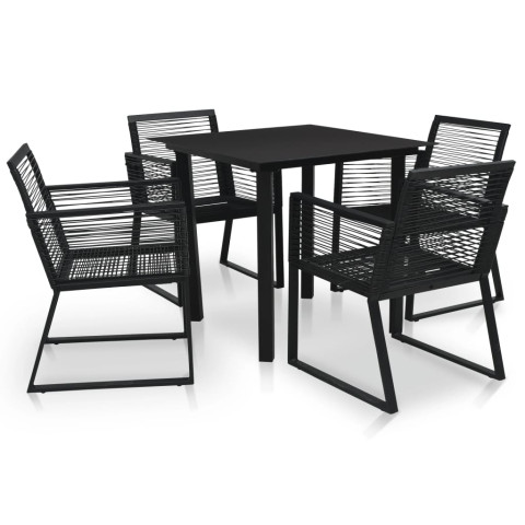 Mobilier à dîner d'extérieur 5 pcs rotin pvc noir