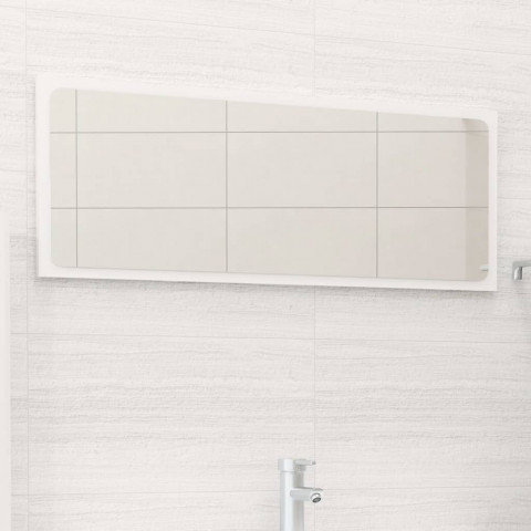 Miroir de salle de bain blanc brillant 90x1,5x37 cm aggloméré