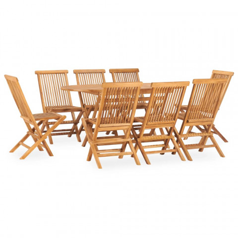 Mobilier à dîner d'extérieur pliable 9 pcs bois solide de teck