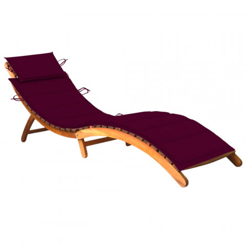 Chaise longue de jardin avec coussin bois d'acacia solide