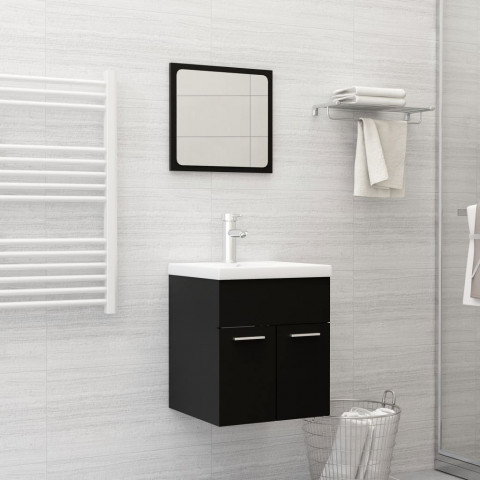 Ensemble de meubles de salle de bain 2 pcs noir aggloméré