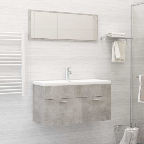 Ensemble de meubles de salle de bain 2 pcs gris béton aggloméré