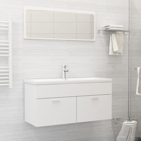 Ensemble de meubles de salle de bain 2 pcs blanc aggloméré