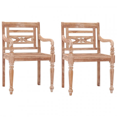 Chaises batavia 2 pcs blanchies bois de teck solide