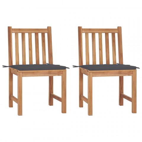 Chaises de jardin 2 pcs avec coussins bois de teck massif - Couleur au choix