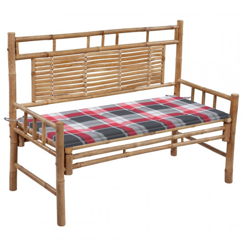 Banc de jardin avec coussin 120 cm bambou