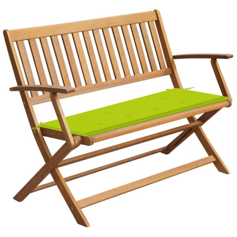 Banc de jardin avec coussin 120 cm bois d'acacia massif - Vert Vif