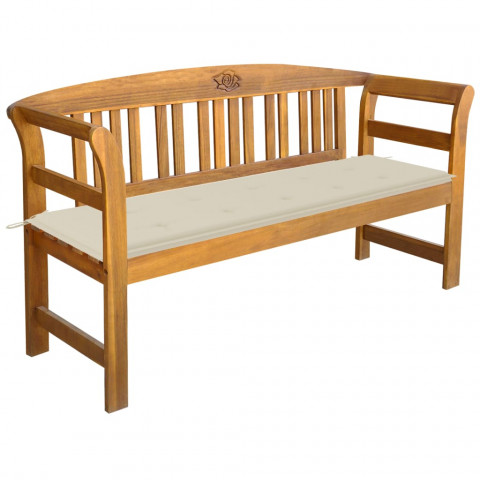 Banc de jardin avec coussin 157 cm bois d'acacia massif - Crème