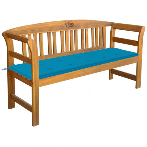 Banc de jardin avec coussin 157 cm bois d'acacia massif - Bleu