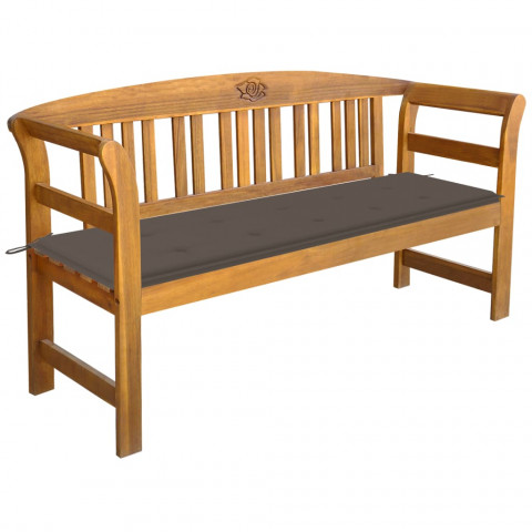 Banc de jardin avec coussin 157 cm bois d'acacia massif - Taupe