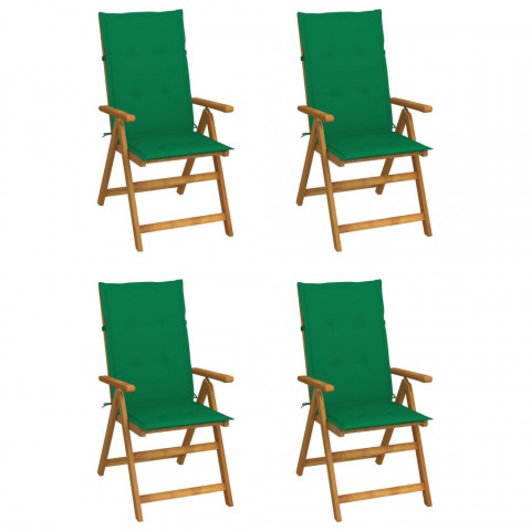 Chaises inclinables de jardin 4 pcs avec coussins bois d'acacia